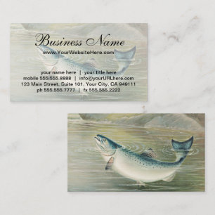 California Salmon by S.A. Kilbourne, Vintage Fish Business Card