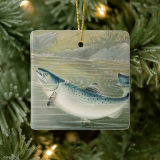 California Salmon by S.A. Kilbourne, Vintage Fish Ceramic Ornament