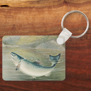 California Salmon by S.A. Kilbourne, Vintage Fish Keychain
