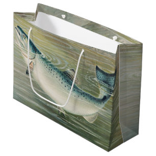 California Salmon by S.A. Kilbourne, Vintage Fish Large Gift Bag