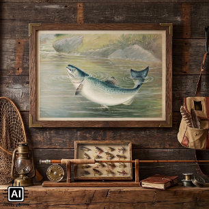 California Salmon by S.A. Kilbourne, Vintage Fish Poster