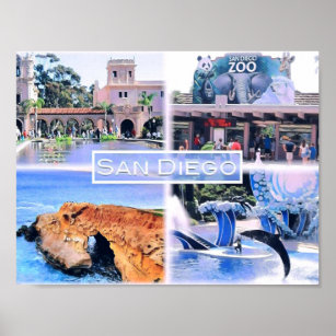 California -  San Diego - Mosaic - USA - Poster