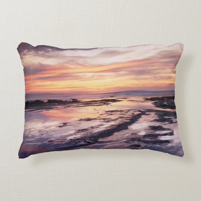 California, San Diego, Sunset Cliffs, Sunset 1 Accent Pillow (Front)