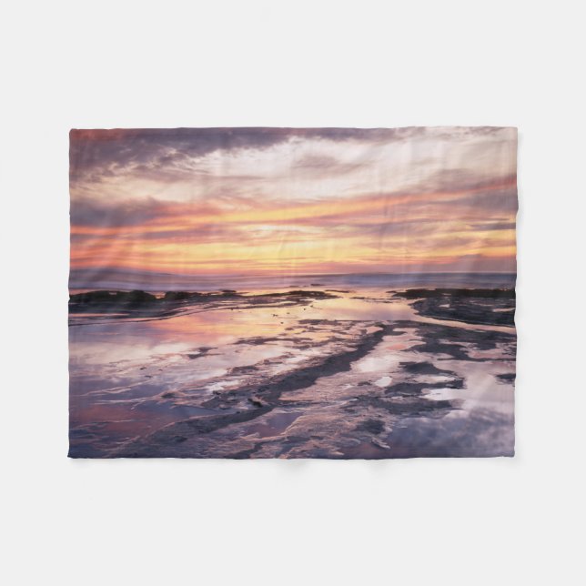 California, San Diego, Sunset Cliffs, Sunset 1 Fleece Blanket (Front (Horizontal))