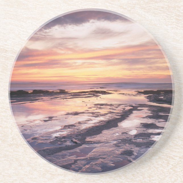 California, San Diego, Sunset Cliffs, Sunset 1 Sandstone Coaster (Front)