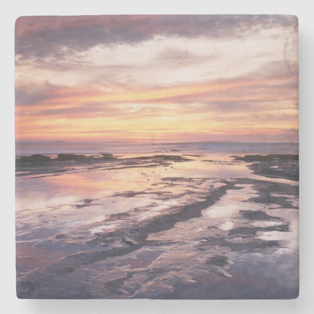 California, San Diego, Sunset Cliffs, Sunset 1 Stone Coaster (Front)
