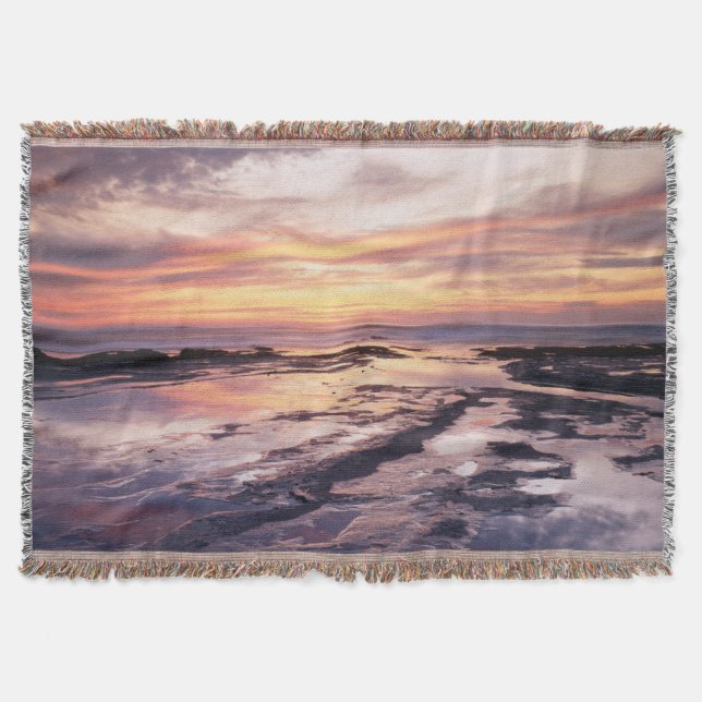 California, San Diego, Sunset Cliffs, Sunset 1 Throw Blanket (Front)