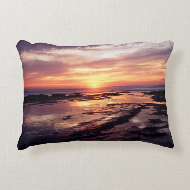 California, San Diego, Sunset Cliffs, Sunset 3 Decorative Pillow (Front)