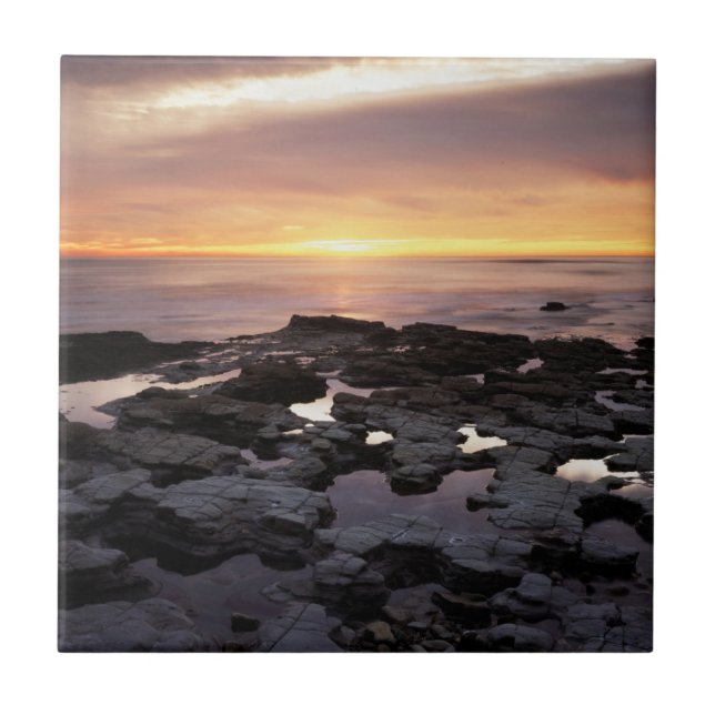 California, San Diego, Sunset Cliffs, Sunset 6 Ceramic Tile (Front)