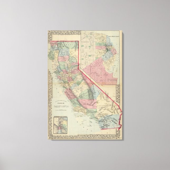 California, San Francisco Map by Mitchell Canvas Print (Front)