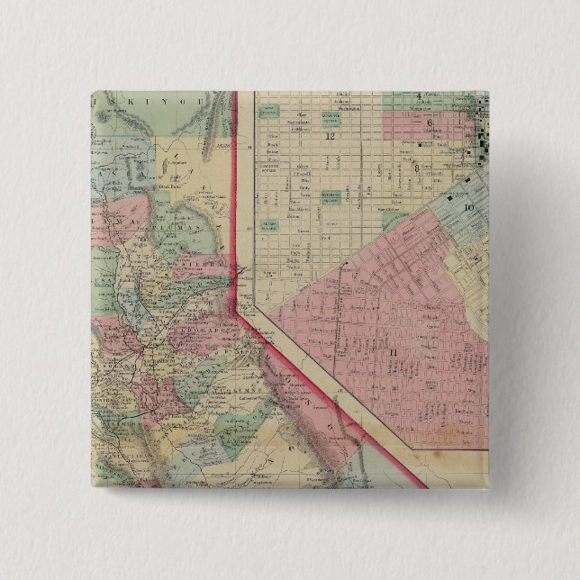 California, San Francisco Map by Mitchell Pinback Button (Front)