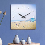 California sandy beach ocean seagull coastal photo square wall clock<br><div class="desc">Relax and remind yourself of the fresh salt smell of the ocean air whenever you check the time on this stunning pastel-colored photo wall clock. Exhale and explore the solitude of an empty California beach. Your choice of a round or square clock face. Makes a great housewarming gift! You can...</div>