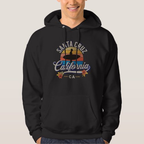 California Santa Cruz Surfing Retro Sunset  Hoodie