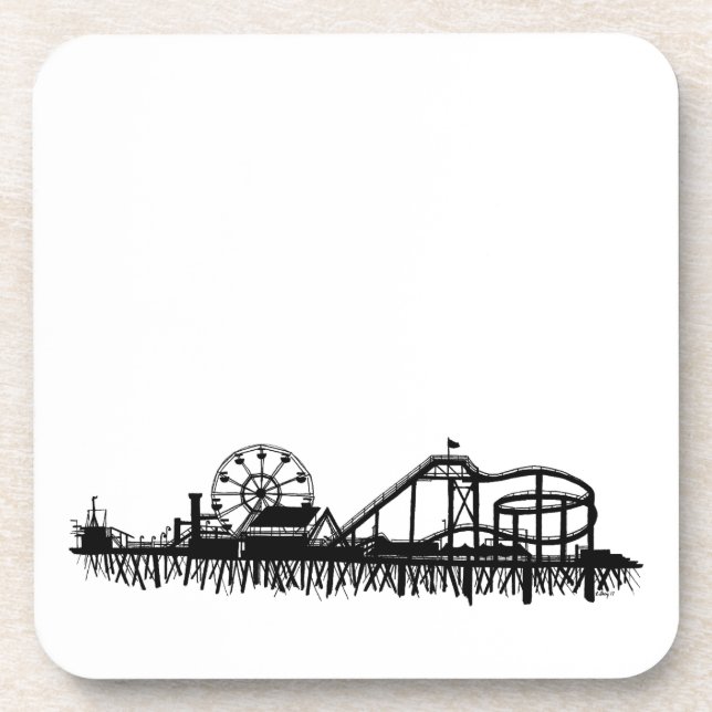 California Santa Monica CA Pier Beach Ferris Wheel Beverage Coaster (Front)