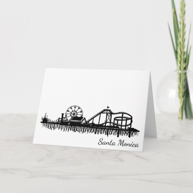 California Santa Monica CA Pier Beach Ferris Wheel Card (Front)