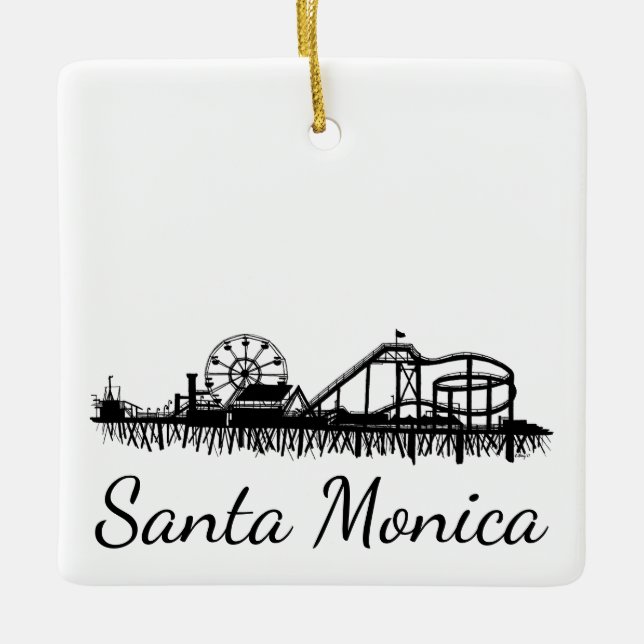 California Santa Monica CA Pier Beach Ferris Wheel Ceramic Ornament (Front)