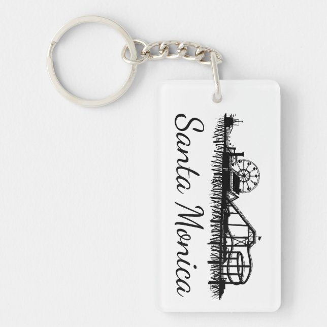 California Santa Monica CA Pier Beach Ferris Wheel Keychain (Front)