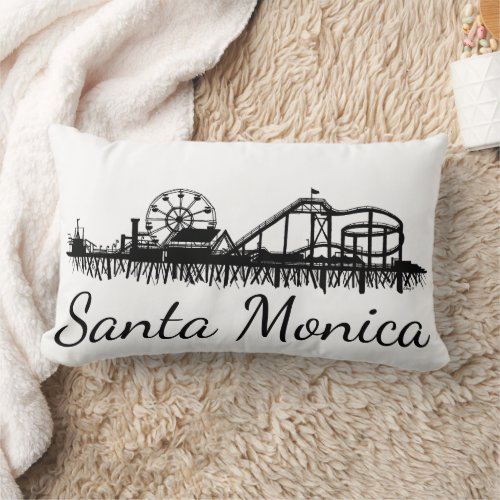 California Santa Monica CA Pier Beach Ferris Wheel Lumbar Pillow