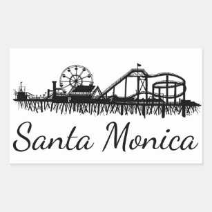 California Santa Monica CA Pier Beach Ferris Wheel Rectangular Sticker