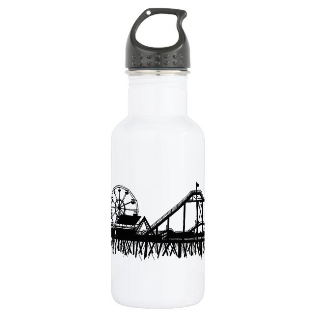 California Santa Monica CA Pier Beach Ferris Wheel Stainless Steel Water Bottle (Front)