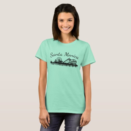 California Santa Monica CA Pier Beach Ferris Wheel T_Shirt