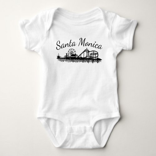 California Santa Monica Pier Illustrated Baby Bodysuit