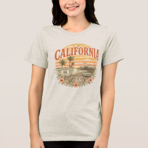 California Santa Monica Pier Vintage Sunset Tri-Blend Shirt