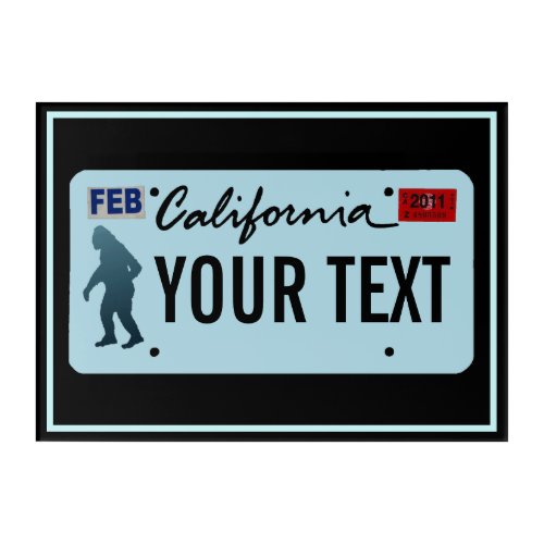 California Sasquatch License Plate Acrylic Print