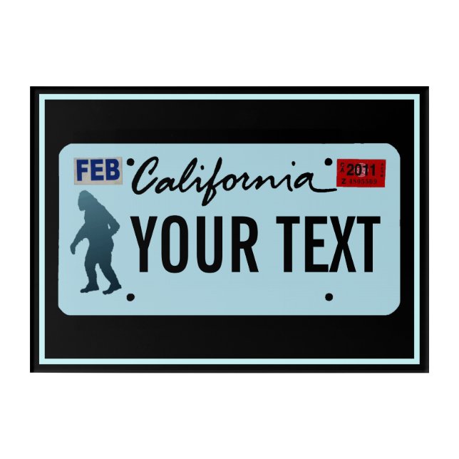 California Sasquatch License Plate Acrylic Print (Front)