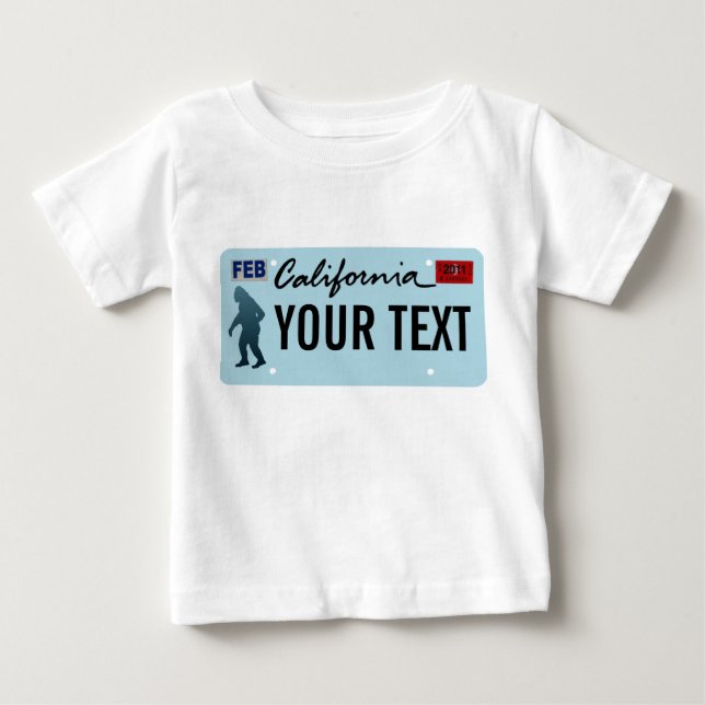 California Sasquatch License Plate Baby T-Shirt (Front)