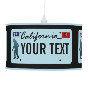 California Sasquatch License Plate Ceiling Lamp