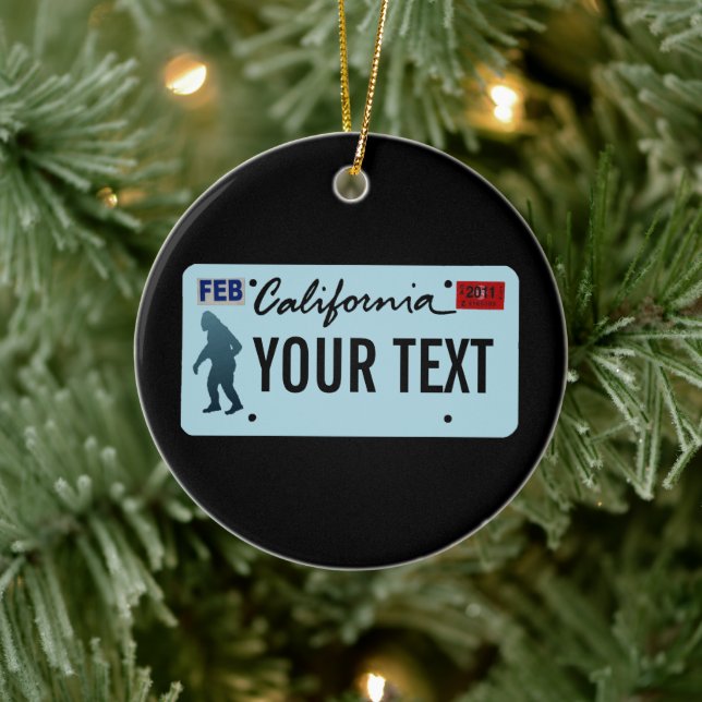 California Sasquatch License Plate Ceramic Ornament (Tree)