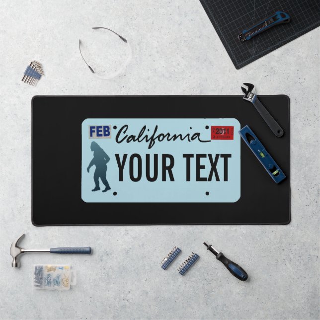 California Sasquatch License Plate Desk Mat (Workstation)