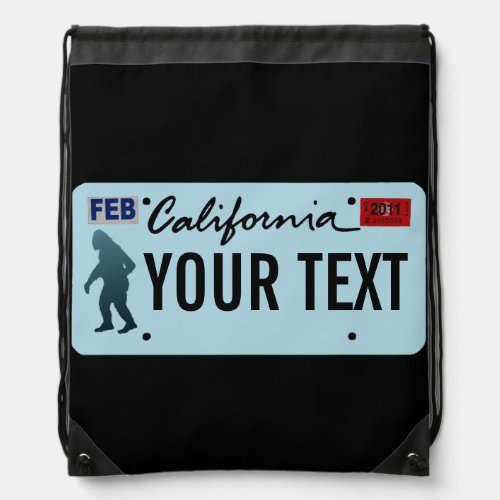California Sasquatch License Plate Drawstring Bag