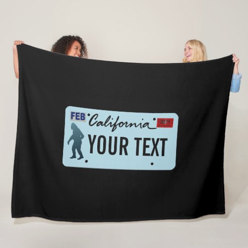 California Sasquatch License Plate Fleece Blanket