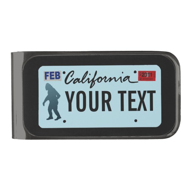 California Sasquatch License Plate Gunmetal Finish Money Clip (Front)
