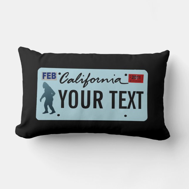 California Sasquatch License Plate Lumbar Pillow (Front)