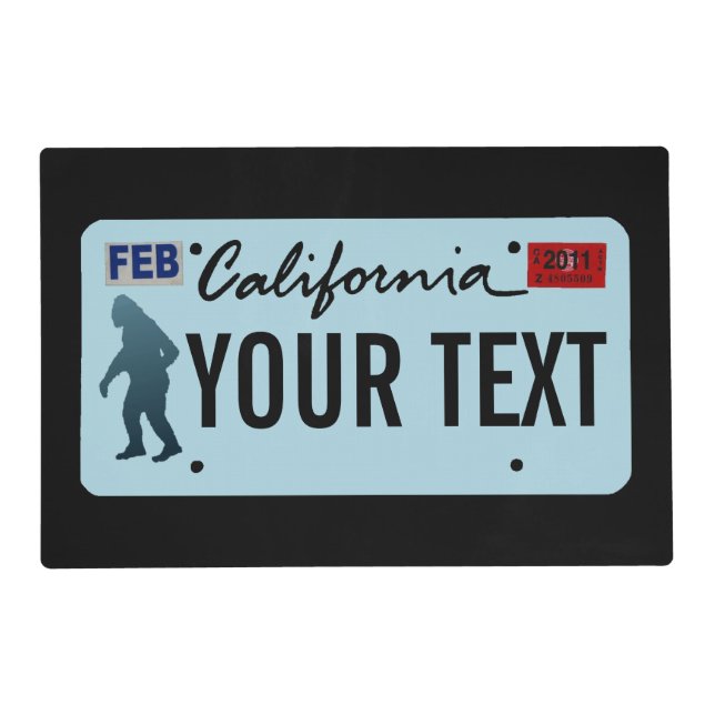 California Sasquatch License Plate Placemat (Front)