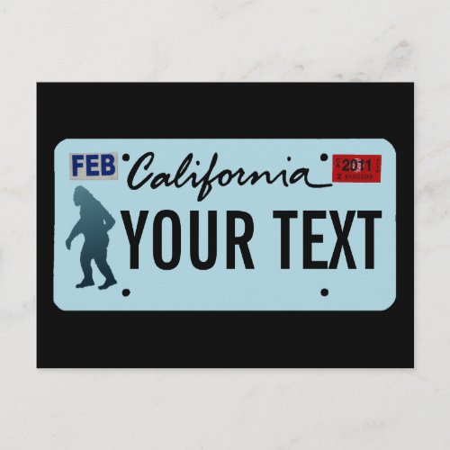 California Sasquatch License Plate Postcard
