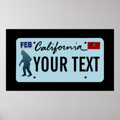 California Sasquatch License Plate Poster