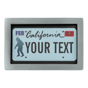 California Sasquatch License Plate Rectangular Belt Buckle