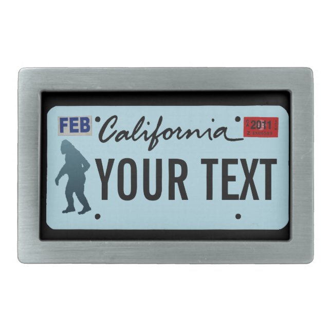 California Sasquatch License Plate Rectangular Belt Buckle (Front)