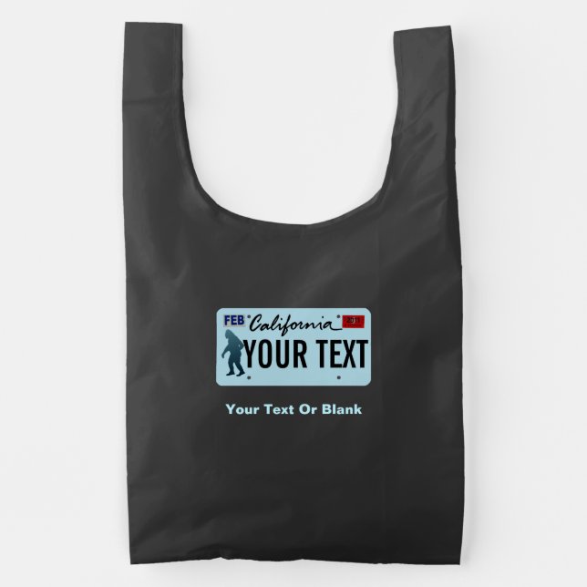 California Sasquatch License Plate Reusable Bag (Front)