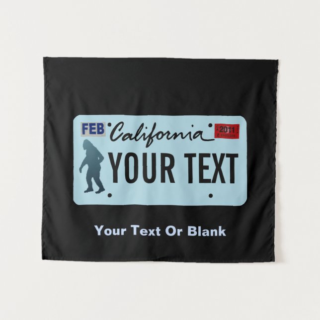 California Sasquatch License Plate Tapestry (Front (Horizontal))
