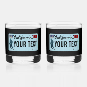 California Sasquatch License Plate Whiskey Glass