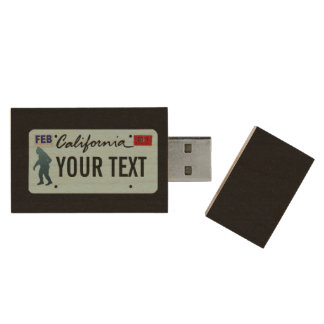 California Sasquatch License Plate Wood Flash Drive