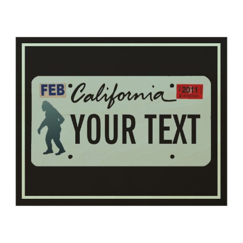 California Sasquatch License Plate Wood Wall Art