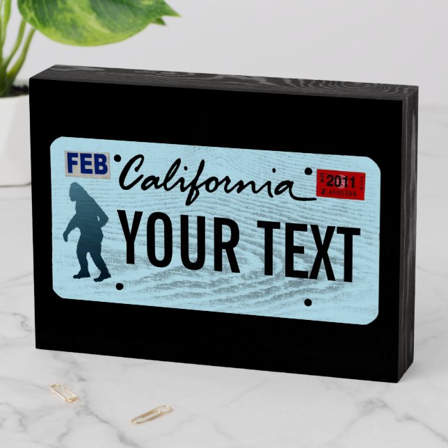 California Sasquatch License Plate Wooden Box Sign (In Situ Horizontal)
