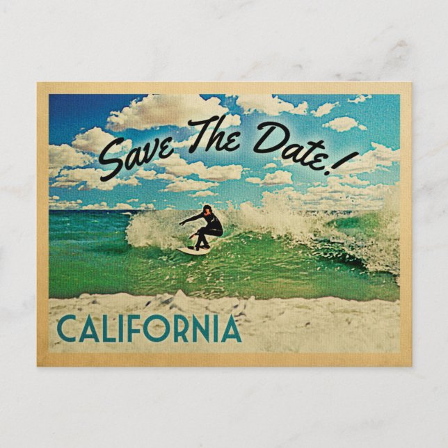 California Save The Date Surfing Announcement Postcard (Front)