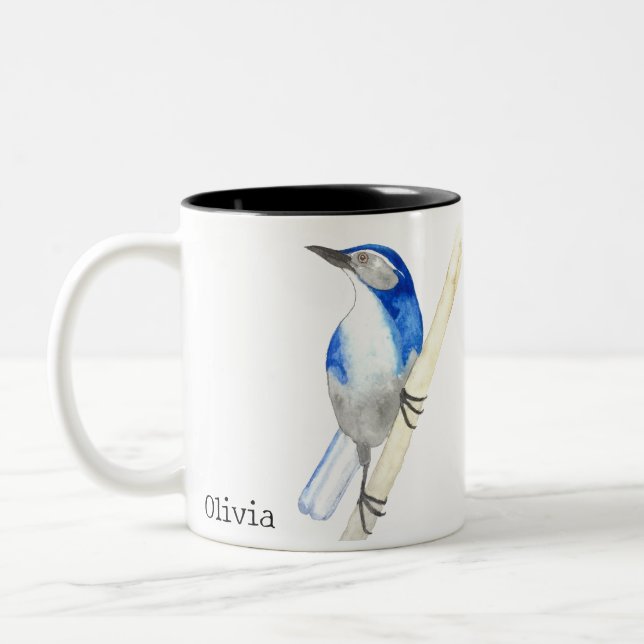 California Scrub Jay Two-Tone Coffee Mug (Left)